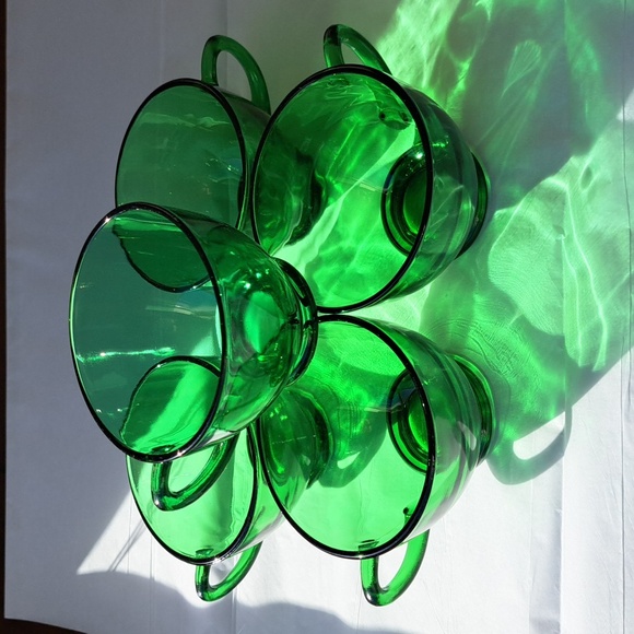 5 Vintage 50s 60s MCM Anchor Hocking Forest Emerald Green Glass Punch Cups *firm - Picture 4 of 14